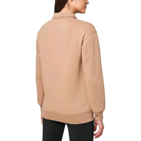 Mondetta Ladies' Collared Fleece Pullover Top, Large, Natural - Picture 2 of 4